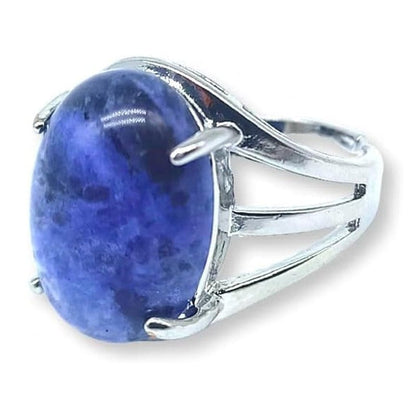 Sodalite - adjustable ring in hypoallergenic brass