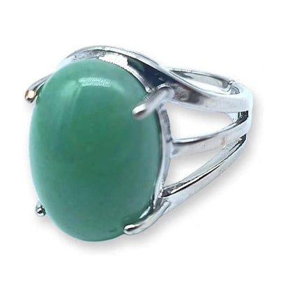 Green aventurine - adjustable ring in hypoallergenic brass