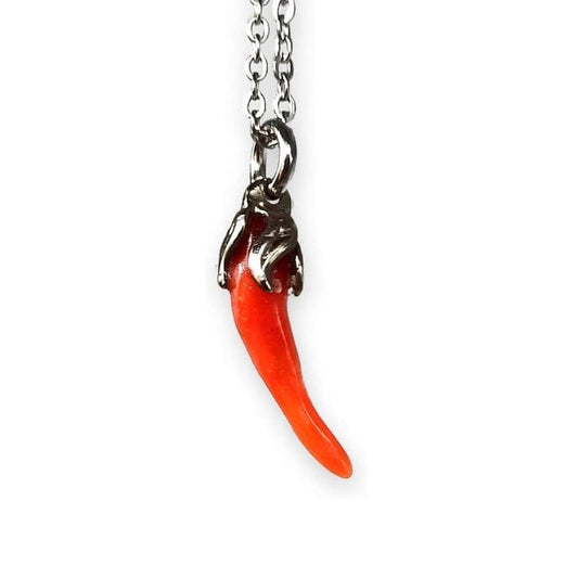 Natural coral pendant with chain or rubber
