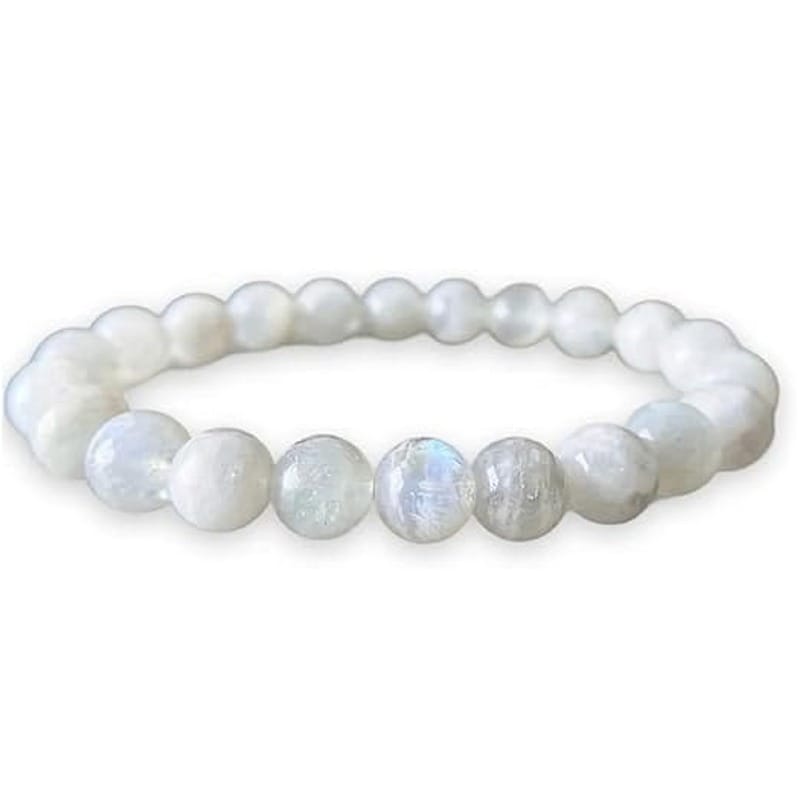 Pietra di Luna adularia - bracciale elastico in sfere lavorate