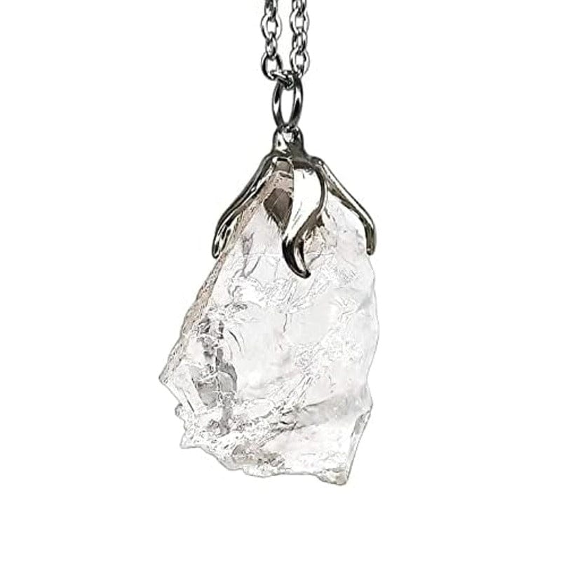 Rock crystal - necklace with raw pendant