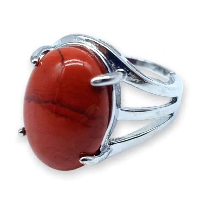 Red Jasper - adjustable ring in hypoallergenic brass