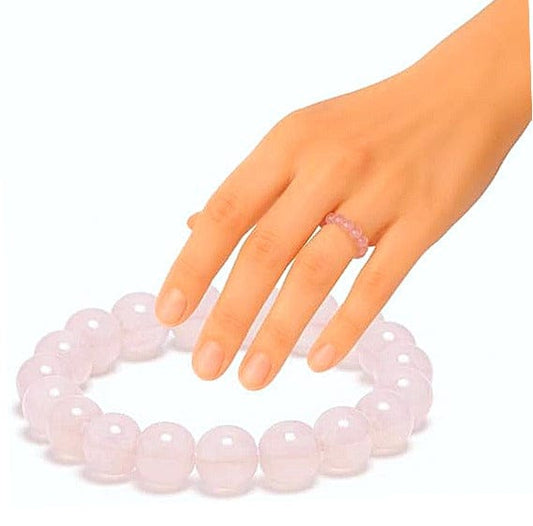 Anello con sfera 4mm - Quarzo Rosa