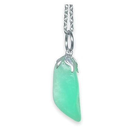 Chrysoprase - necklace with tumbled stone pendant