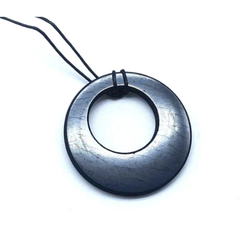 Shungite | Collana con ciondolo | Cerchi sfalsati