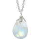 Smooth rainbow moonstone pendant with chain or rubber