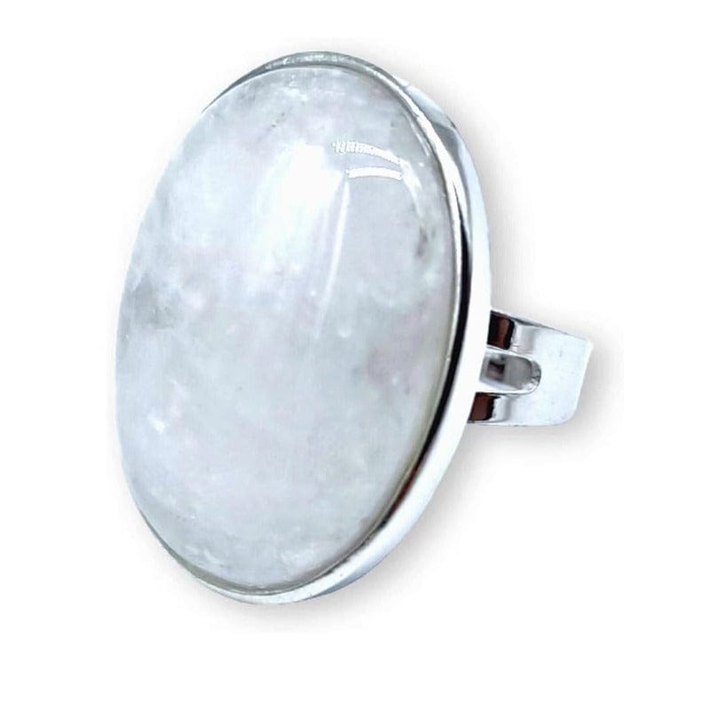 Rock crystal - adjustable ring in hypoallergenic brass
