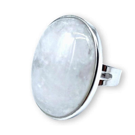 Cristallo di rocca - anello regolabile in ottone anallergico