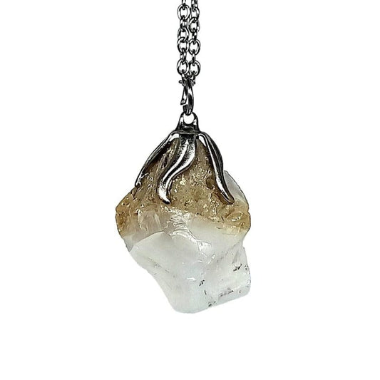 Opale bianco - Ciondolo in pietra naturale grezza con catenina o caucciù