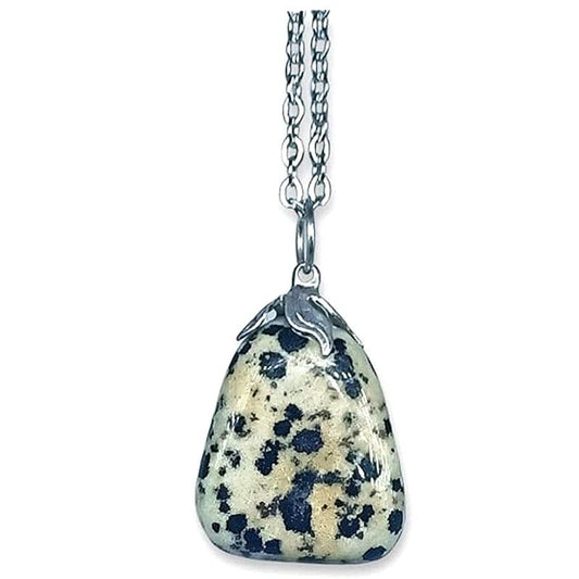 Dalmatian jasper pendant with chain or rubber