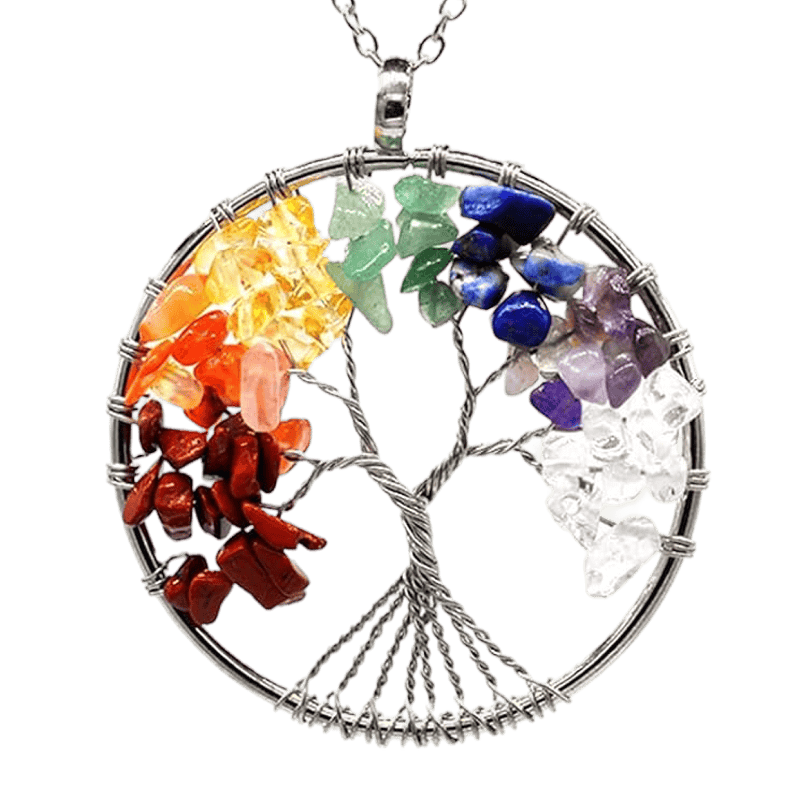 Ciondolo Albero della Vita Pietre dei 7 Chakra acciaio inox