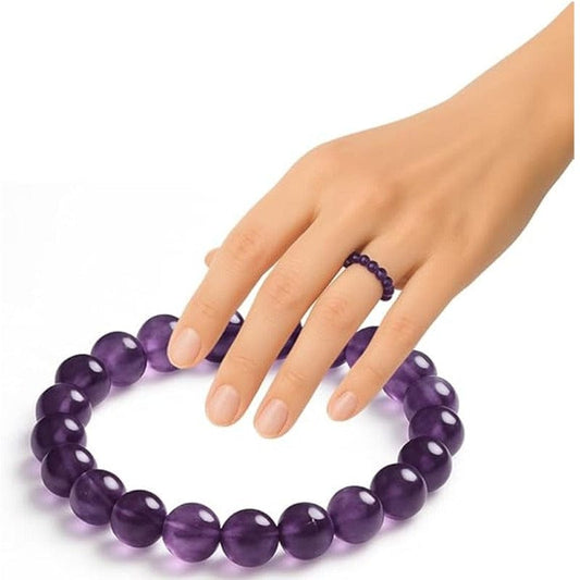 Anello con sfera 4mm - Ametista