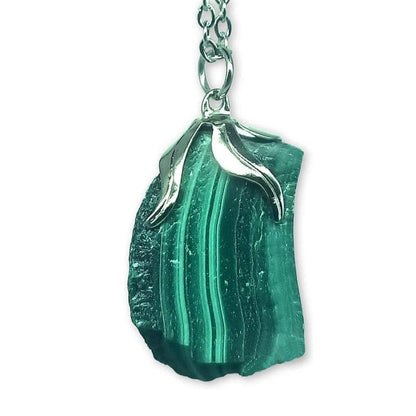 Raw malachite - necklace with pendant