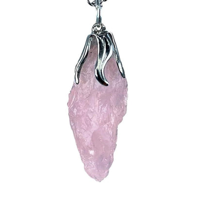 Raw rose quartz - pendant necklace