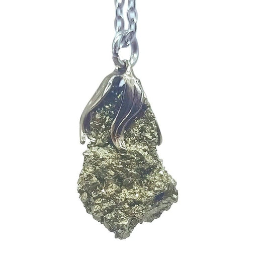 Extra raw Pyrite pendant with chain or rubber