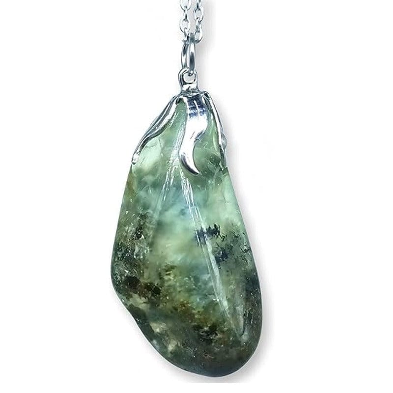 Prehnite - collana con ciondolo in pietra burattata