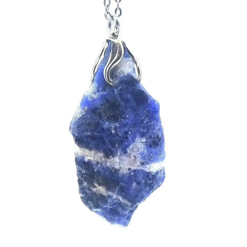 Raw Sodalite pendant with chain or rubber
