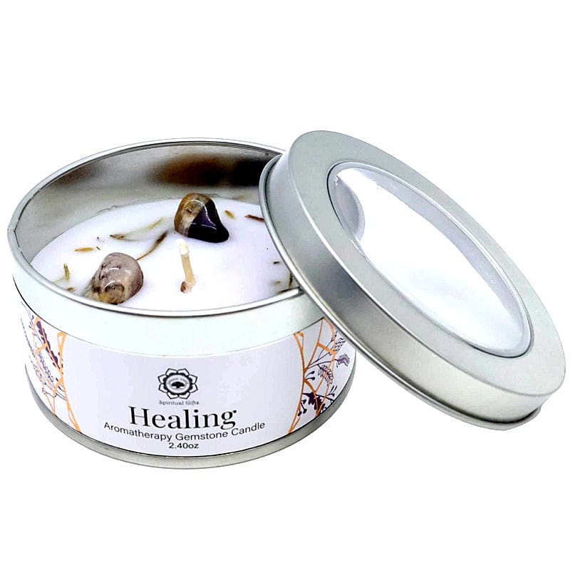 Candela Profumata Artigianale con Pietre Dure (LAVANDA - AMETISTA - GUARIGIONE)