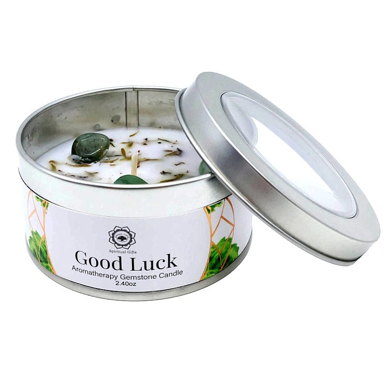 Candela Profumata Artigianale con Pietre Dure (PATCHOULI - AVVENTURINA VERDE - BUONA FORTUNA)