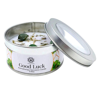 Candela Profumata Artigianale con Pietre Dure (PATCHOULI - AVVENTURINA VERDE - BUONA FORTUNA)