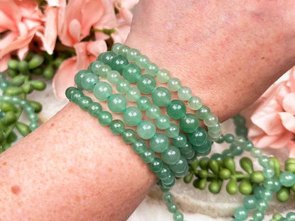 Green aventurine - elastic bracelet in worked spheres