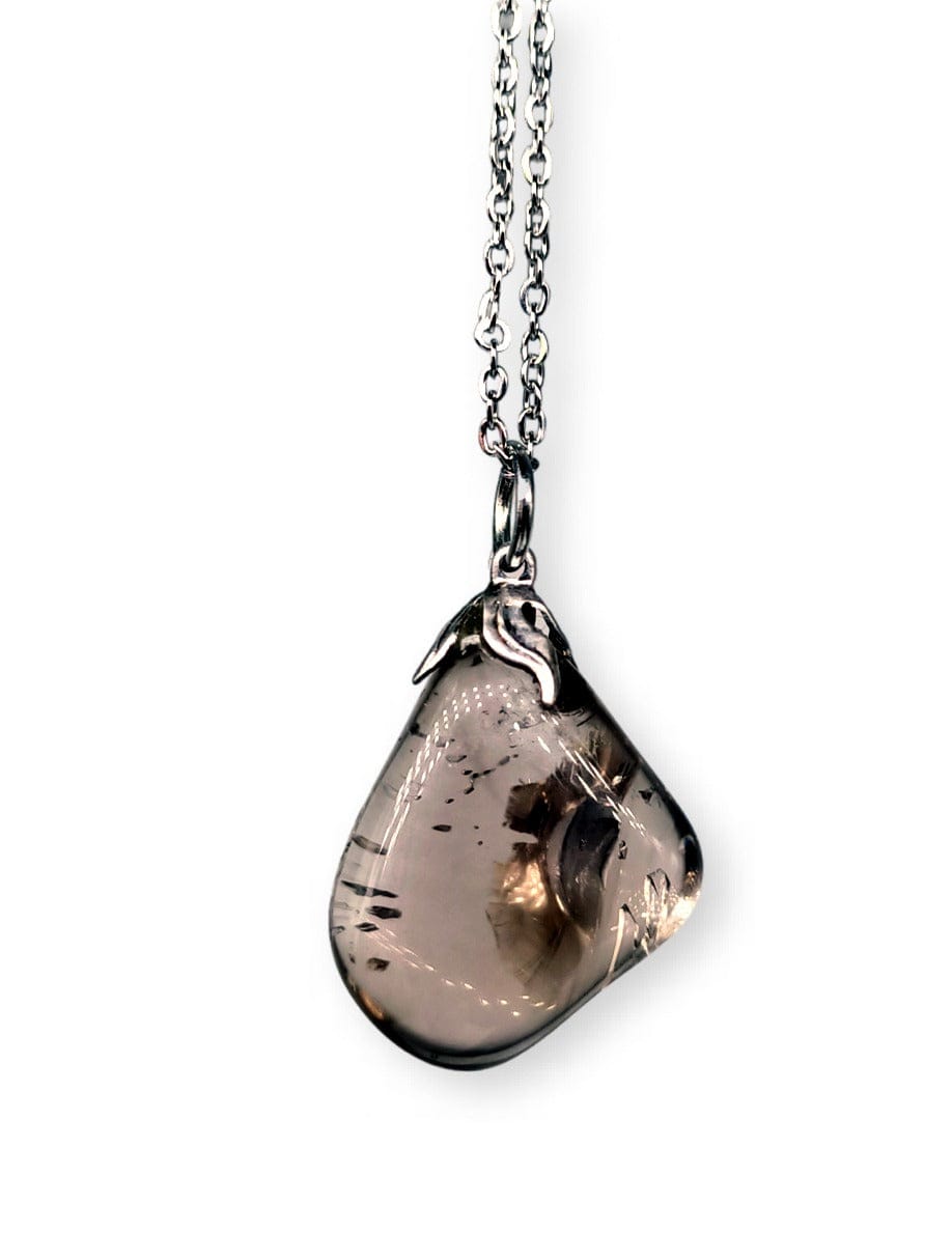 Smoky quartz - necklace with tumbled stone pendant