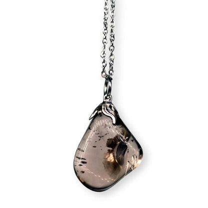 Smoky quartz - necklace with tumbled stone pendant