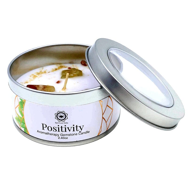 Candela Profumata Artigianale con Pietre Dure (TE' VERDE - CITRINO - POSITIVITA')