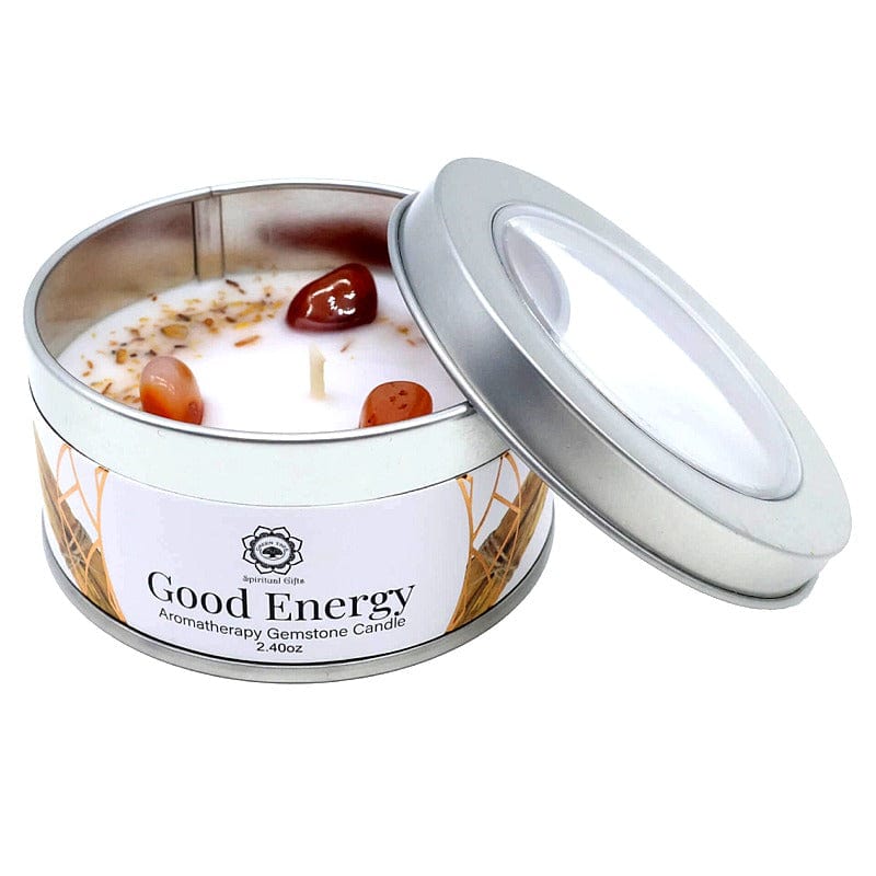 Candela Profumata Artigianale con Pietre Dure (CORNIOLA - PALO SANTO - ENERGIA POSITIVA)
