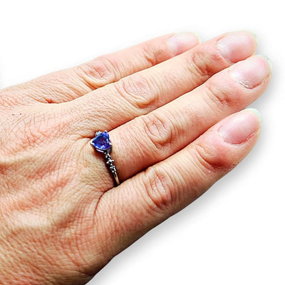 Ametista Sfacettata Cuore - anello regolabile in ottone anallergico