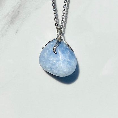 Blue/light blue calcite - necklace with pendant