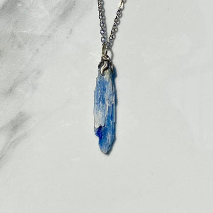 Raw blue kyanite - pendant necklace