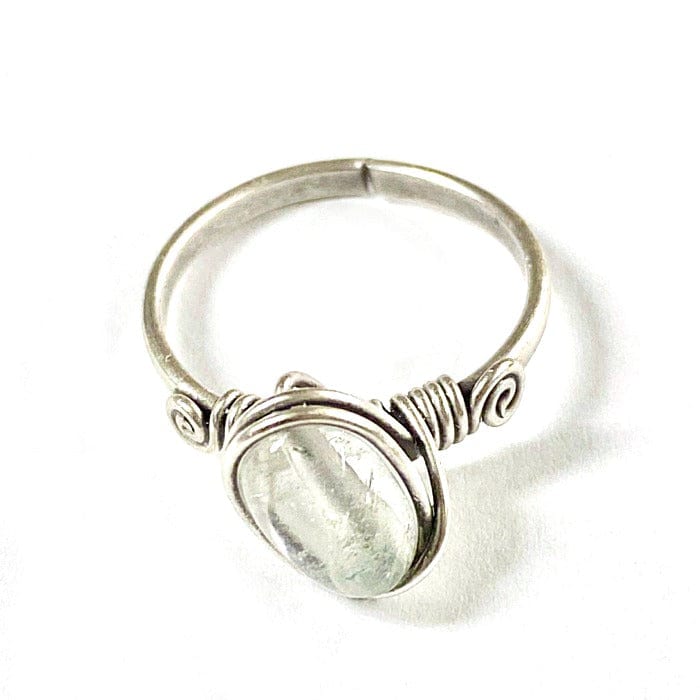 Cristallo di rocca - anello regolabile laccato in argento