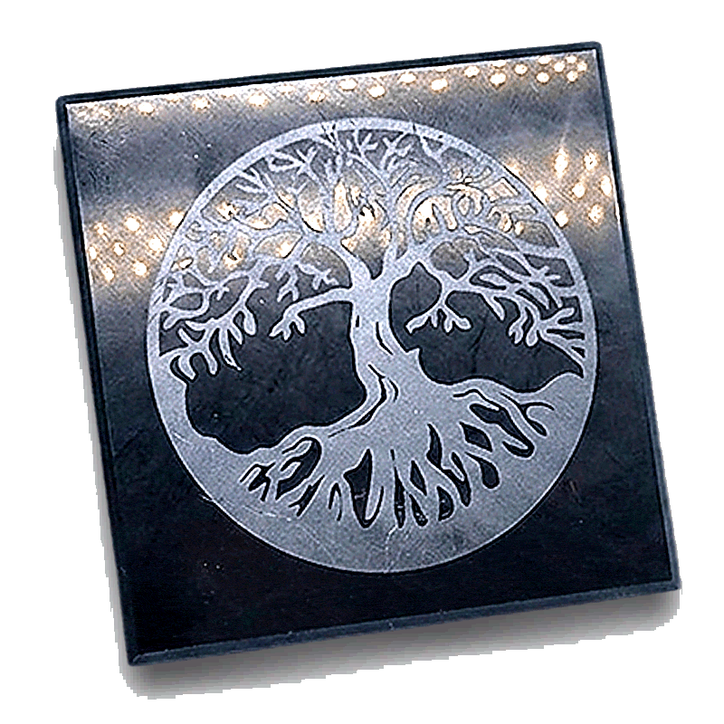 Shungite plate 10x10 cm with flower of life engraving