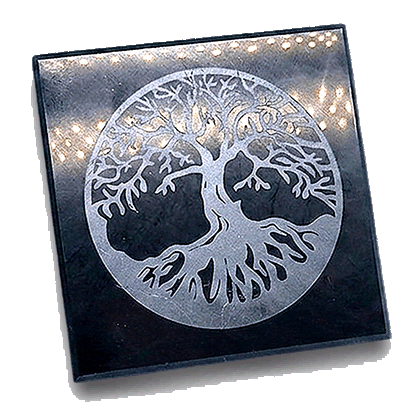Shungite plate 10x10 cm with flower of life engraving