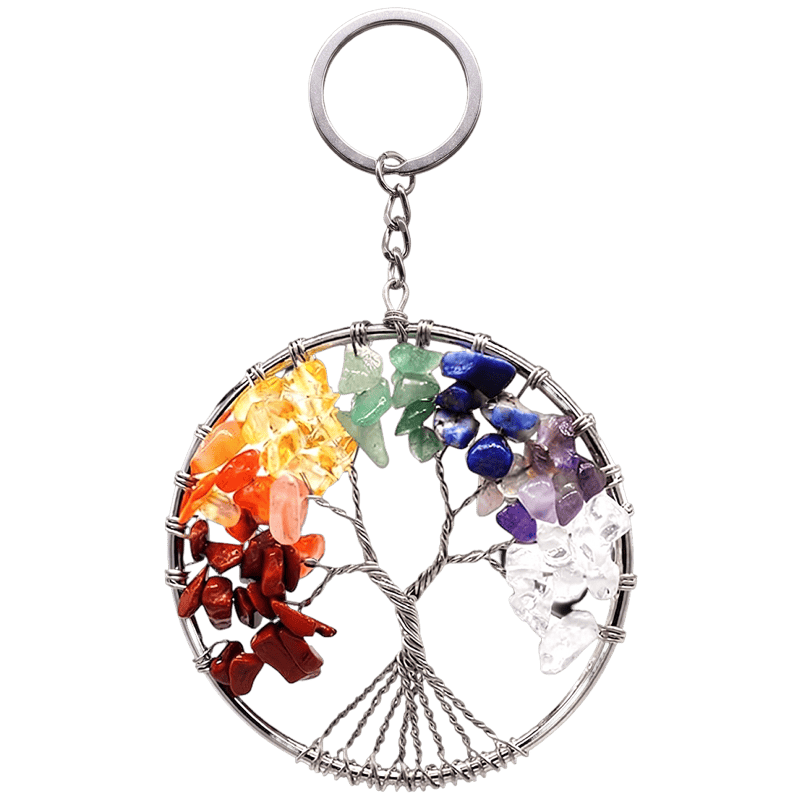 Portachiavi Albero della Vita Pietre dei 7 Chakra 5 cm