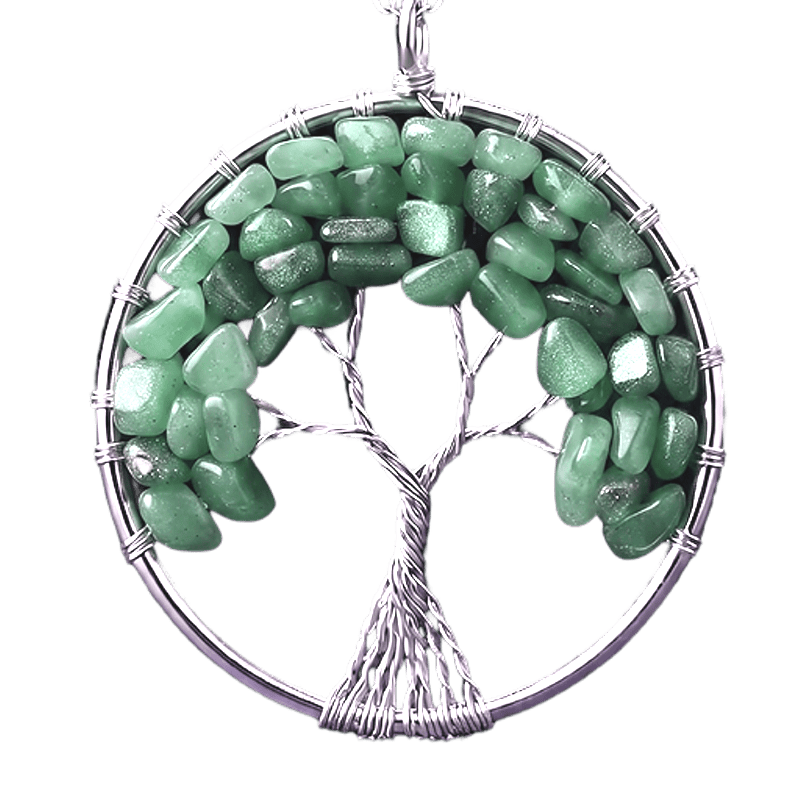 Ciondolo Albero della Vita Avventurina acciaio inox