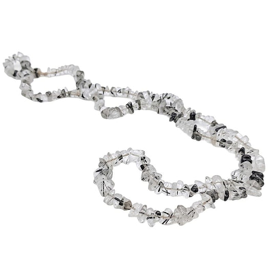 Tourmalinated quartz - chips necklace