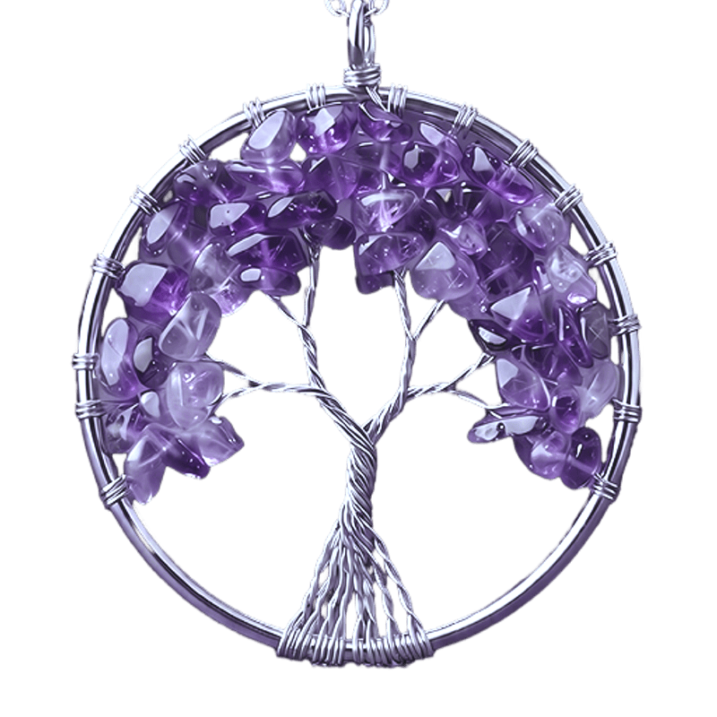 Ciondolo Albero della Vita Ametista acciaio inox