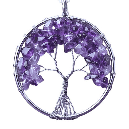 Ciondolo Albero della Vita Ametista acciaio inox