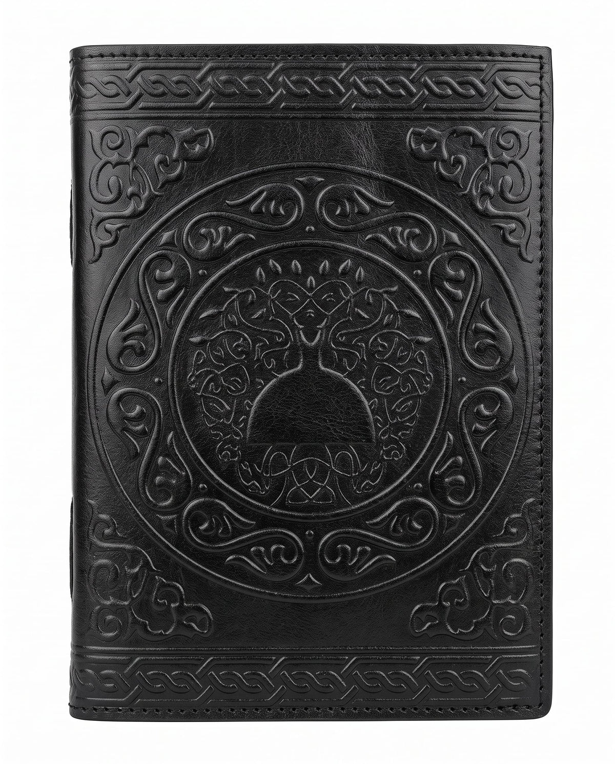 Cuaderno de Cuero Hecho a Mano - ÁRBOL CON 7 PIEDRAS DE CHAKRA