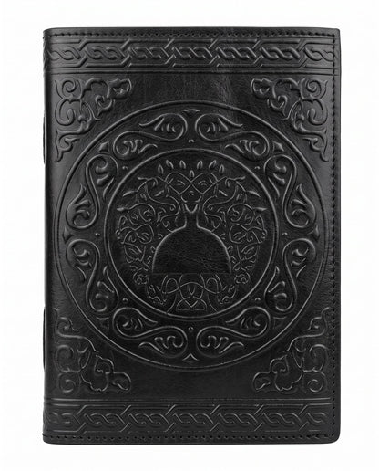 Cuaderno de Cuero Hecho a Mano - ÁRBOL CON 7 PIEDRAS DE CHAKRA