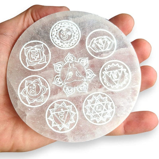 Porta Incenso in Selenite  YANTRA CHAKRA 10 cm
