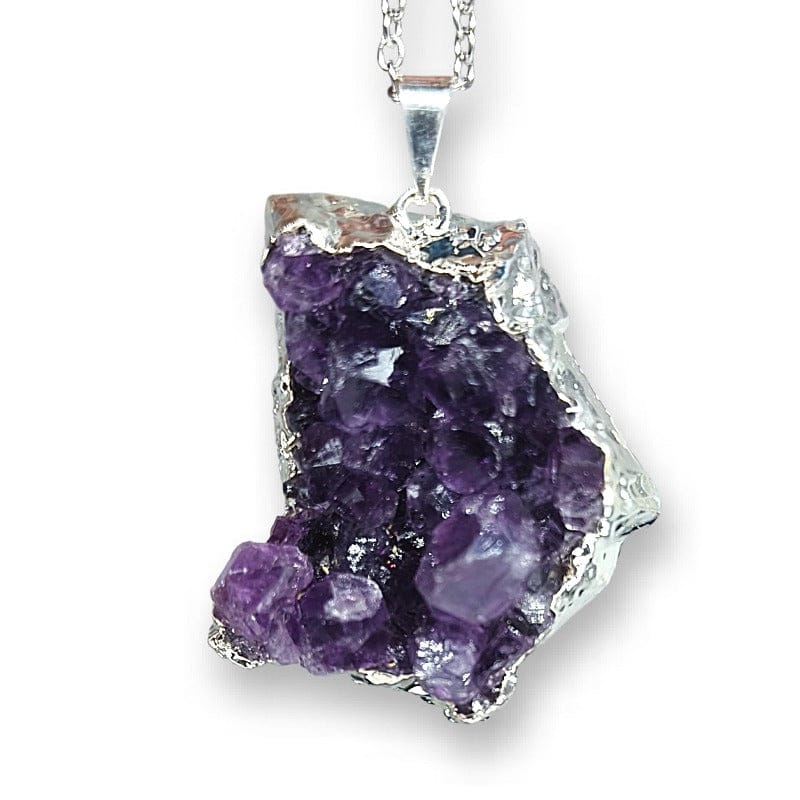 Ametista Drusa - collana ciondolo argentato