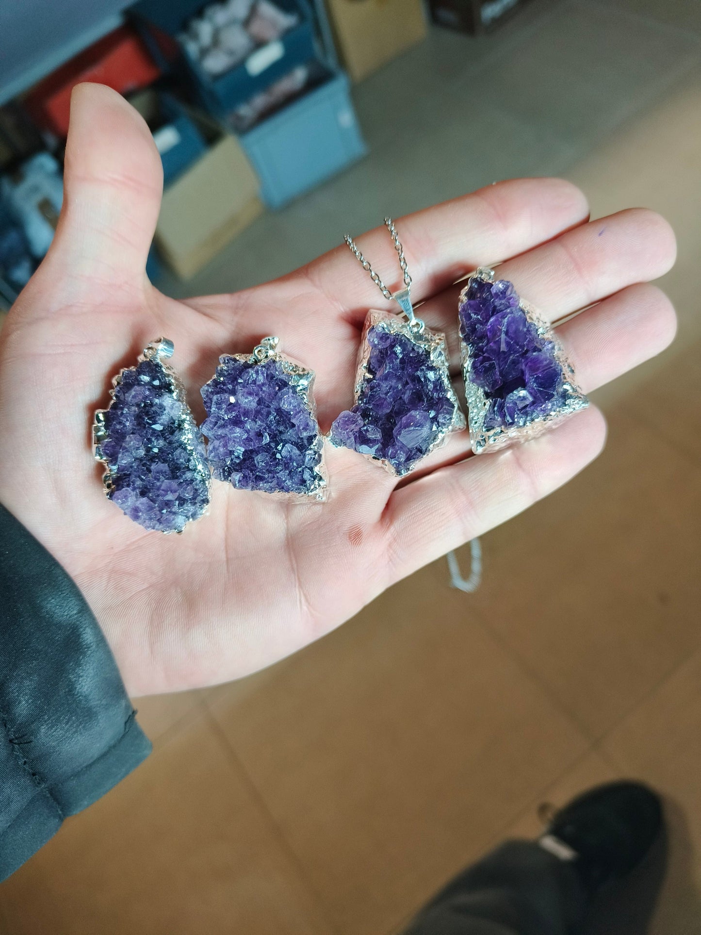 Ametista Drusa - collana ciondolo argentato