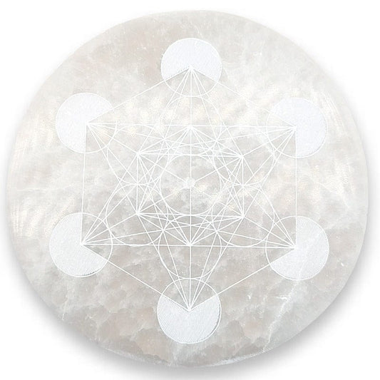 Selenite Incense Holder METATRON CUBE 10 cm