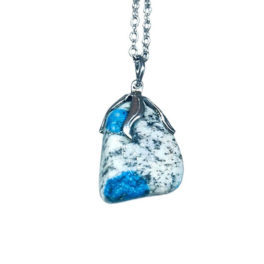 Azzurrite k2 - collana con ciondolo in pietra burattata