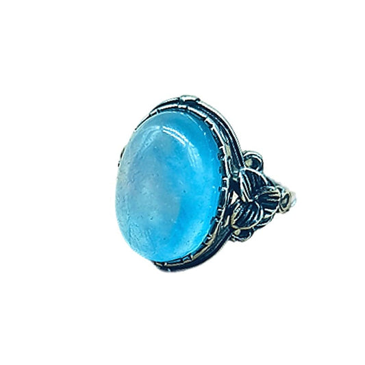 Acquamarina Vintage - anello regolabile in ottone anallergico