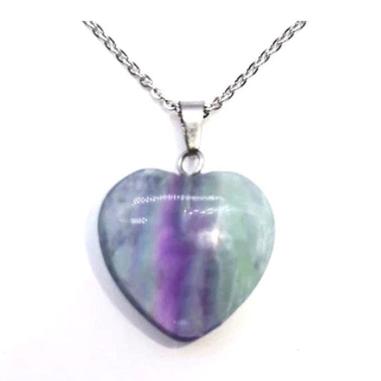Rainbow fluorite - heart pendant necklace