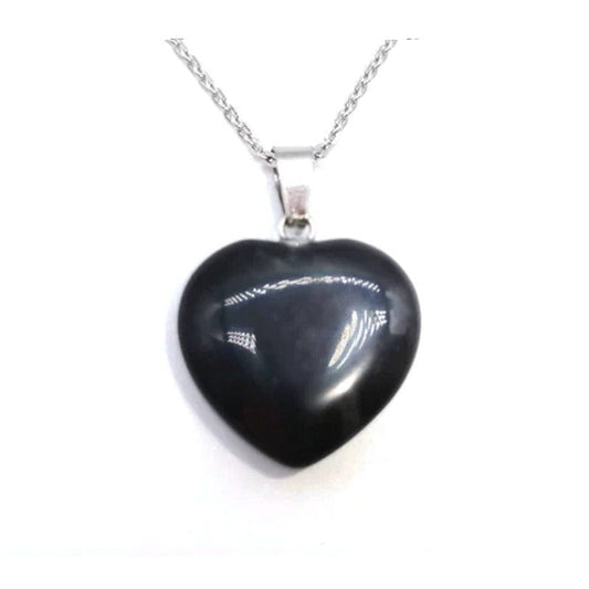 Black obsidian - necklace with heart pendant